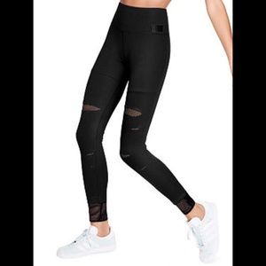 VS PINK Black Slashed Fishnet Ultimate Leggings